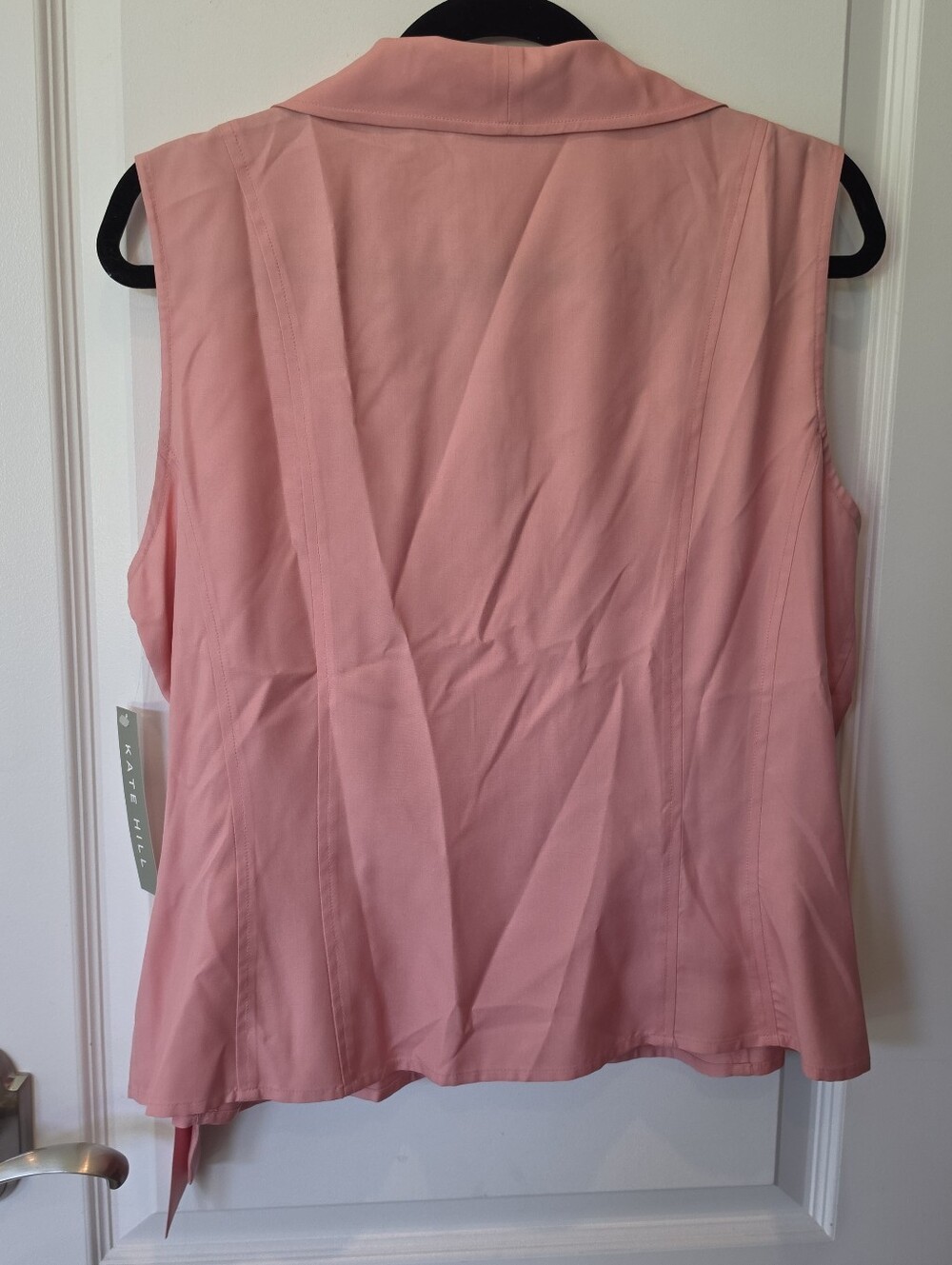 NWOT Kate Hill Pink Sleeveless Wrap Blouse with Side Tie - Picture 6 of 9